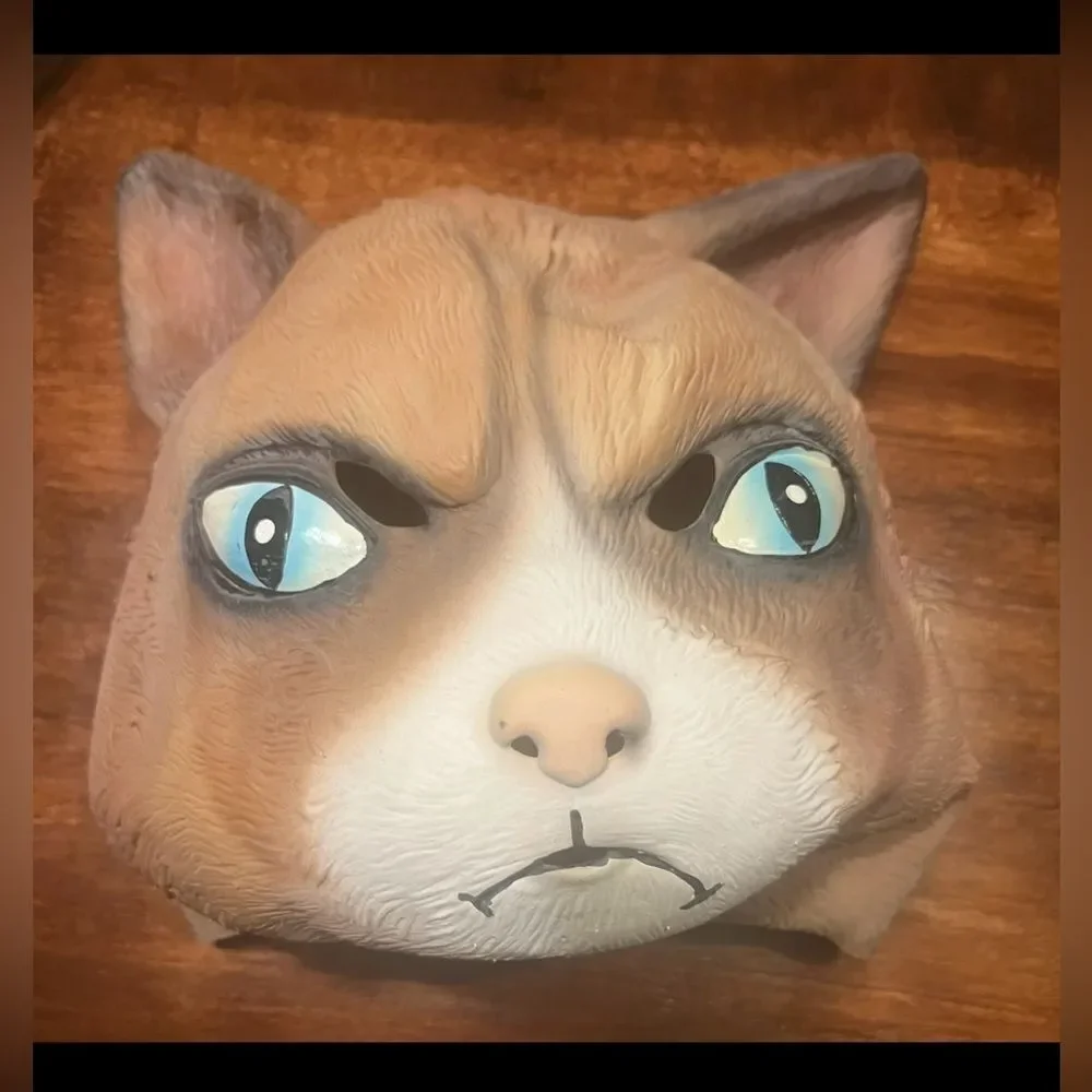 Full Head ANGRY CAT HEADPIECE MASK Rubber GRUMPY Costume KITTEN Mad Kitty